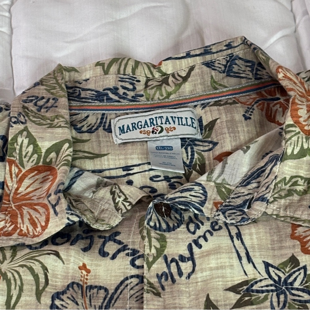 Margaritaville Beige Floral Print Shirt - Picture 2 of 5